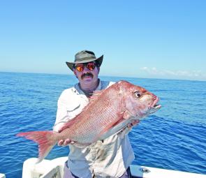 John Gooding with a decent-sized snapper. Snapper fishing east of the south passage